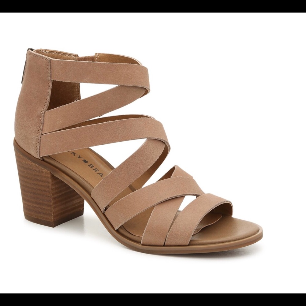 Lucky Brand Tan Block Heel Sandal, Size 6